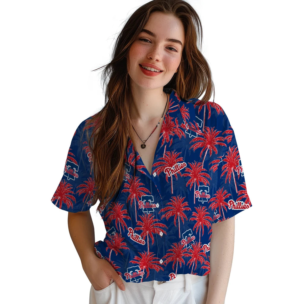 Philadelphia Phillies Hawaiian Shirt - Palm Tree Motif | Moonbestprint