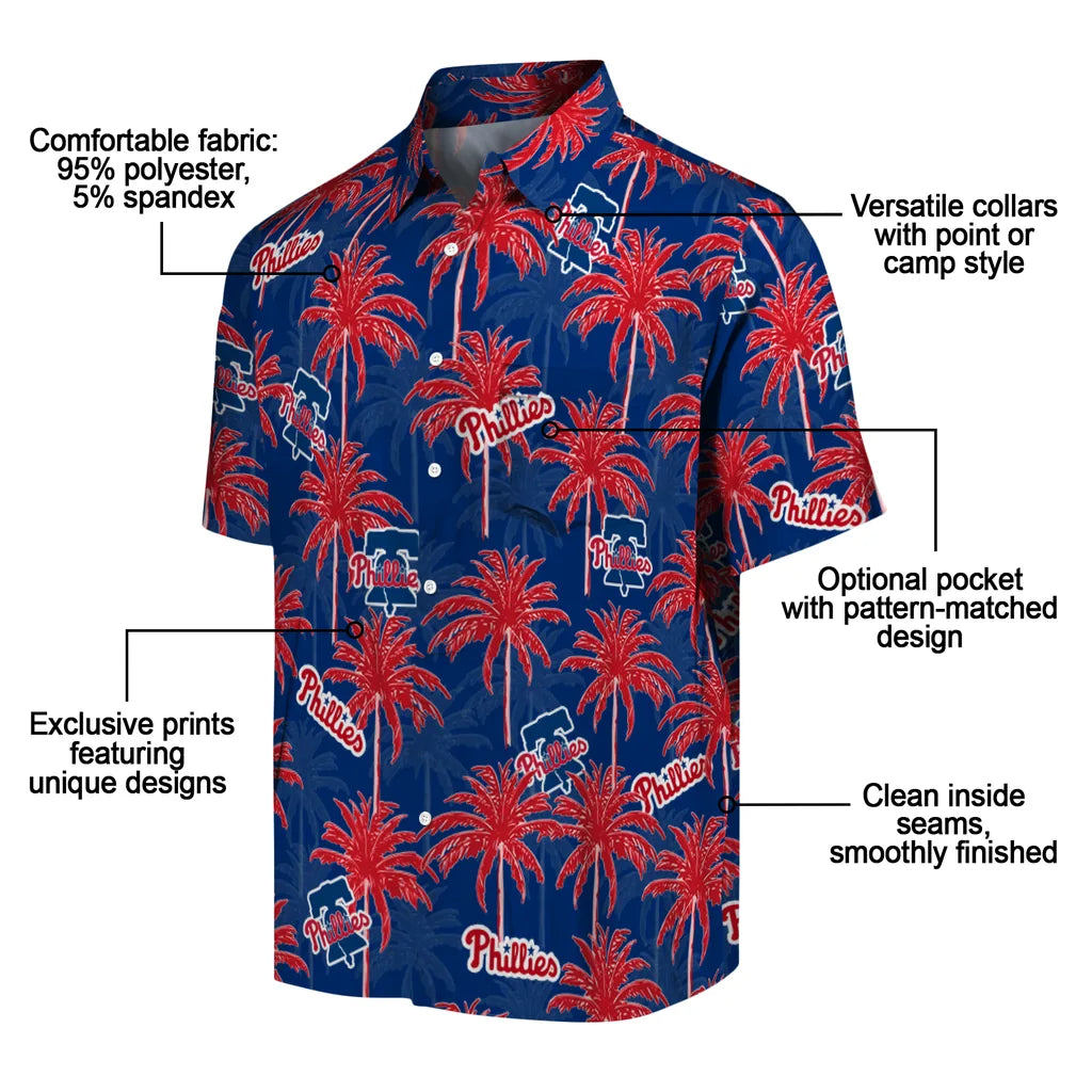Philadelphia Phillies Hawaiian Shirt - Palm Tree Motif | Moonbestprint