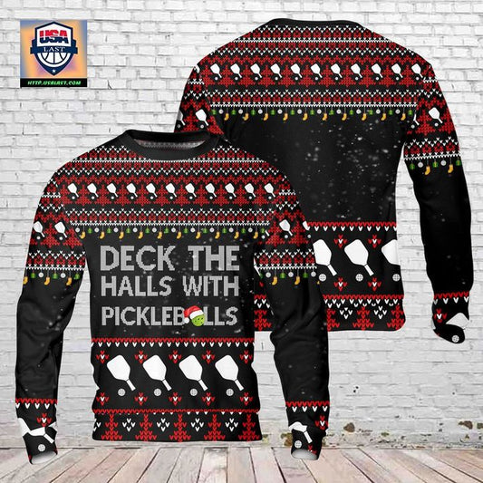 Pickleball Deck The Halls Christmas AOP Sweater ? Usalast