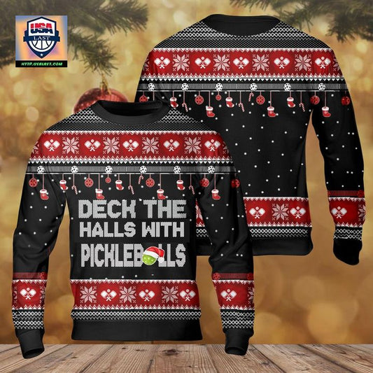 Pickleball Deck The Halls Christmas AOP Sweater ? D961 ? Usalast