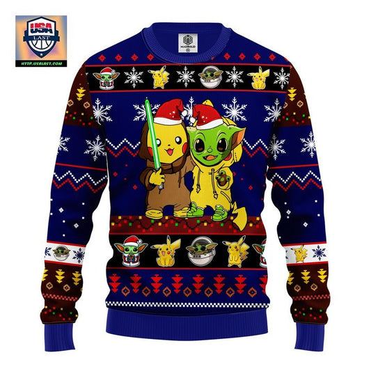 Pikachu And Yoda Ugly Christmas Sweater Blue 1 Amazing Gift Idea Thanksgiving Gift ? Usalast