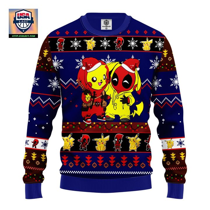 Pikachu Deadpool Christmas Sweater Blue 1 Amazing Gift Idea Thanksgiving Gift ? Usalast