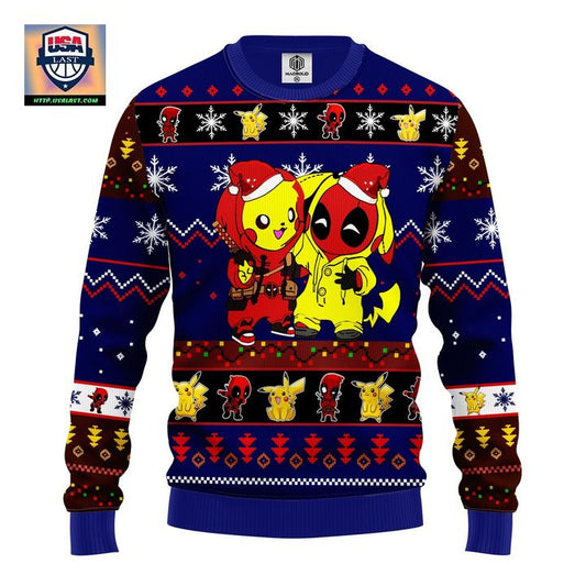 Pikachu Deadpool Christmas Sweater Blue 1 Amazing Gift Idea Thanksgiving Gift ? Usalast
