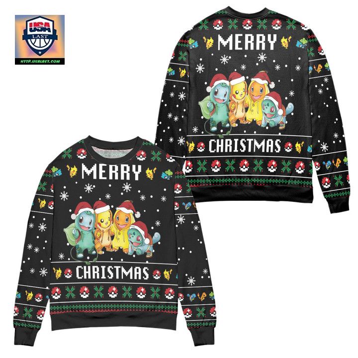 Pikachu Pokemon Friends Merry Christmas Snowflake Pattern Ugly Christmas Sweater ? Usalast