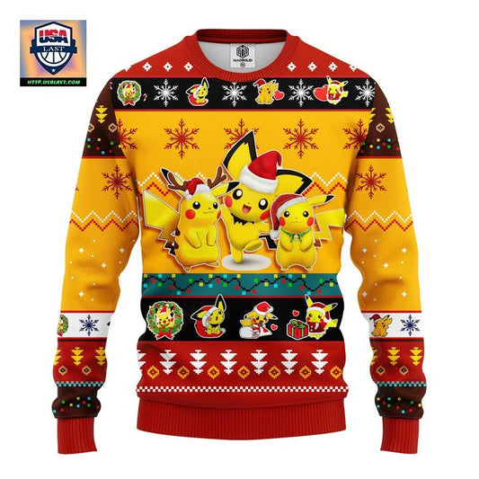 Pikachu Pokemon Ugly Christmas Sweater Yellow 1 Amazing Gift Idea Thanksgiving Gift ? Usalast