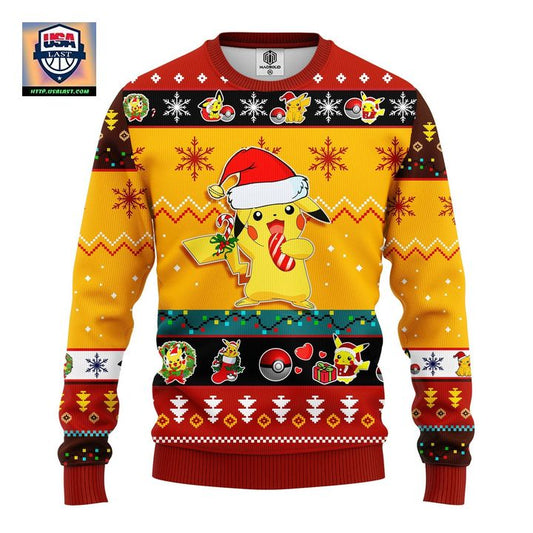 Pikachu Pokemon Ugly Christmas Sweater Yellow 3 Amazing Gift Idea Thanksgiving Gift ? Usalast