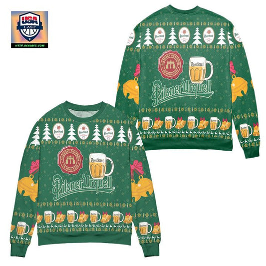 Pilsner Urquell Beer Pine Tree Snowflake Ugly Christmas Sweater ? Green ? Usalast