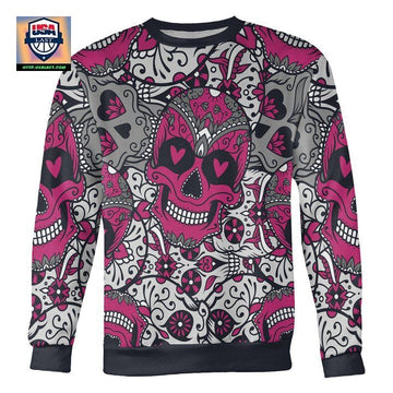 Pink And White Sugar Skull Sweater ? Usalast