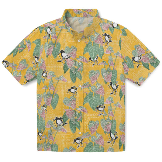 Pittsburgh Penguins Hawaiian Shirt - Anthurium Overlay | Moonbestprint