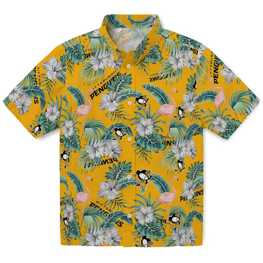 Pittsburgh Penguins Hawaiian Shirt - Flamingo and Hibiscus | Moonbestprint