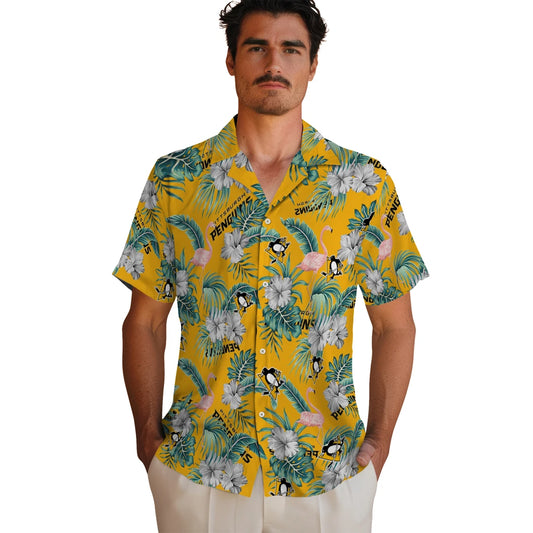 Pittsburgh Penguins Hawaiian Shirt - Flamingo and Hibiscus | Moonbestprint