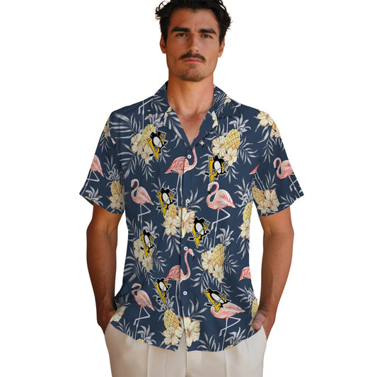 Pittsburgh Penguins Hawaiian Shirt - Flamingo Hibiscus | Moonbestprint