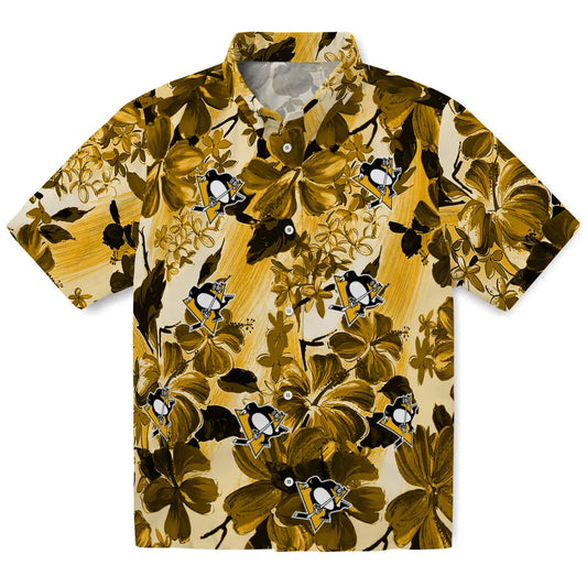 Pittsburgh Penguins Hawaiian Shirt - Hibiscus Arrangement | Moonbestprint
