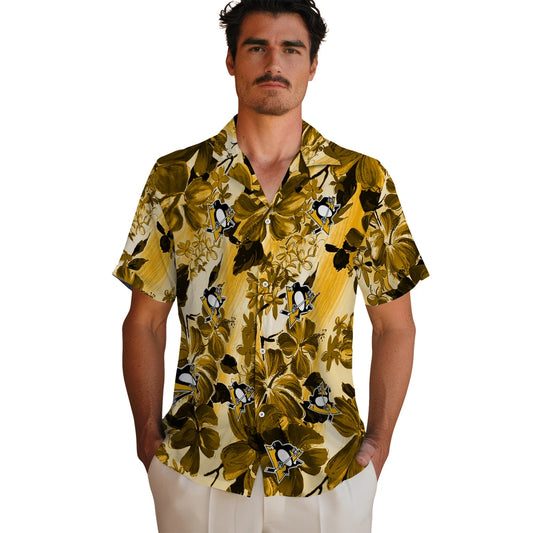 Pittsburgh Penguins Hawaiian Shirt - Hibiscus Arrangement | Moonbestprint