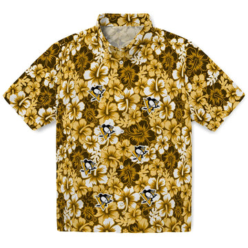 Pittsburgh Penguins Hawaiian Shirt - Hibiscus Blooms | Moonbestprint