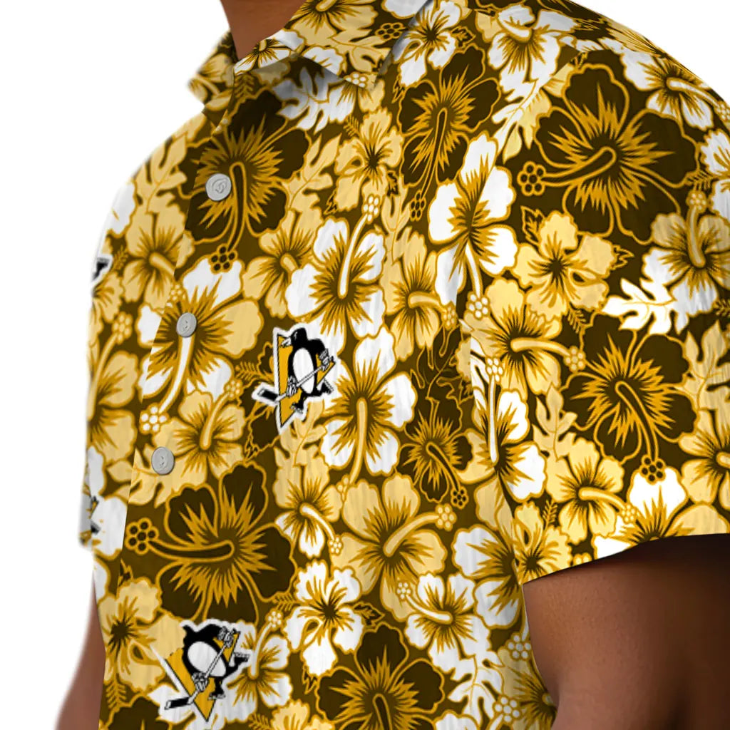 Pittsburgh Penguins Hawaiian Shirt - Hibiscus Blooms | Moonbestprint