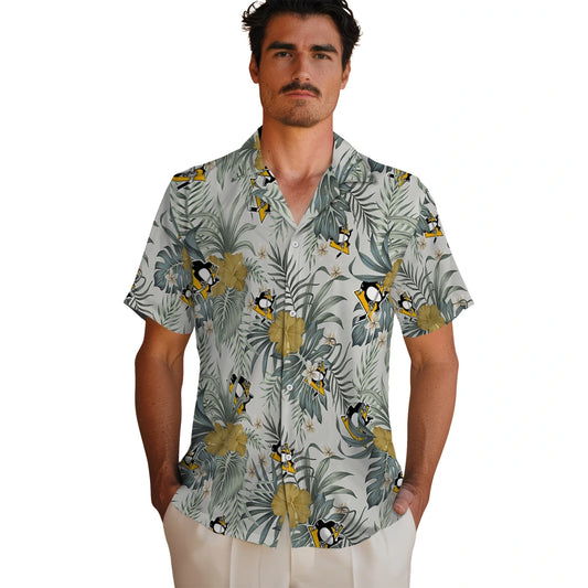 Pittsburgh Penguins Hawaiian Shirt - Hibiscus Designs | Moonbestprint