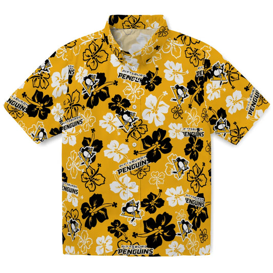 Pittsburgh Penguins Hawaiian Shirt - Hibiscus Flower Design | Moonbestprint