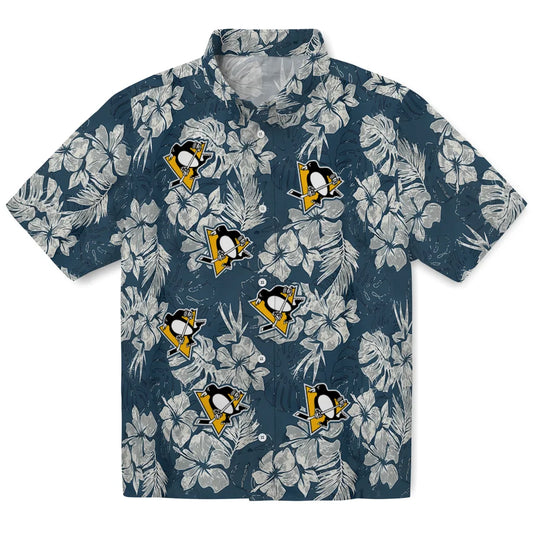 Pittsburgh Penguins Hawaiian Shirt - Hibiscus Flowers | Moonbestprint