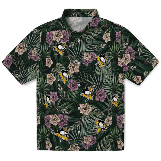Pittsburgh Penguins Hawaiian Shirt - Hibiscus Leaves Pattern | Moonbestprint