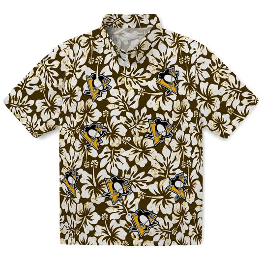 Pittsburgh Penguins Hawaiian Shirt - Hibiscus Motif | Moonbestprint