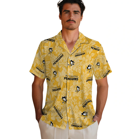 Pittsburgh Penguins Hawaiian Shirt - Hibiscus Oasis | Moonbestprint