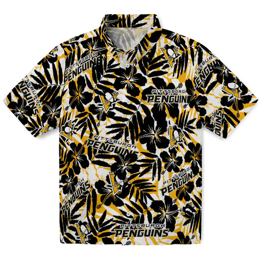Pittsburgh Penguins Hawaiian Shirt - Hibiscus Overlay | Moonbestprint