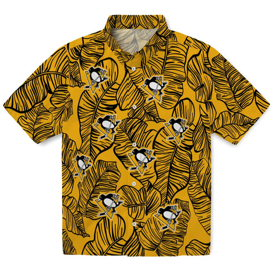 Pittsburgh Penguins Hawaiian Shirt - Leaf Outline | Moonbestprint