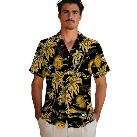 Pittsburgh Penguins Hawaiian Shirt - Palm Sunset | Moonbestprint