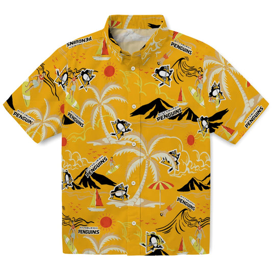 Pittsburgh Penguins Hawaiian Shirt - Palm Tree Island | Moonbestprint