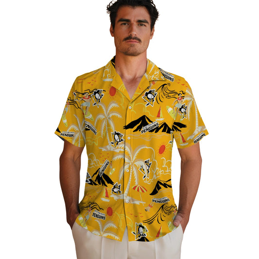 Pittsburgh Penguins Hawaiian Shirt - Palm Tree Island | Moonbestprint