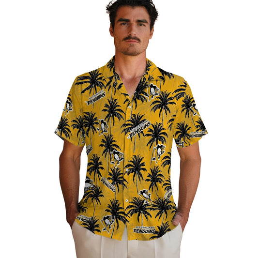 Pittsburgh Penguins Hawaiian Shirt - Palm Tree Motif | Moonbestprint