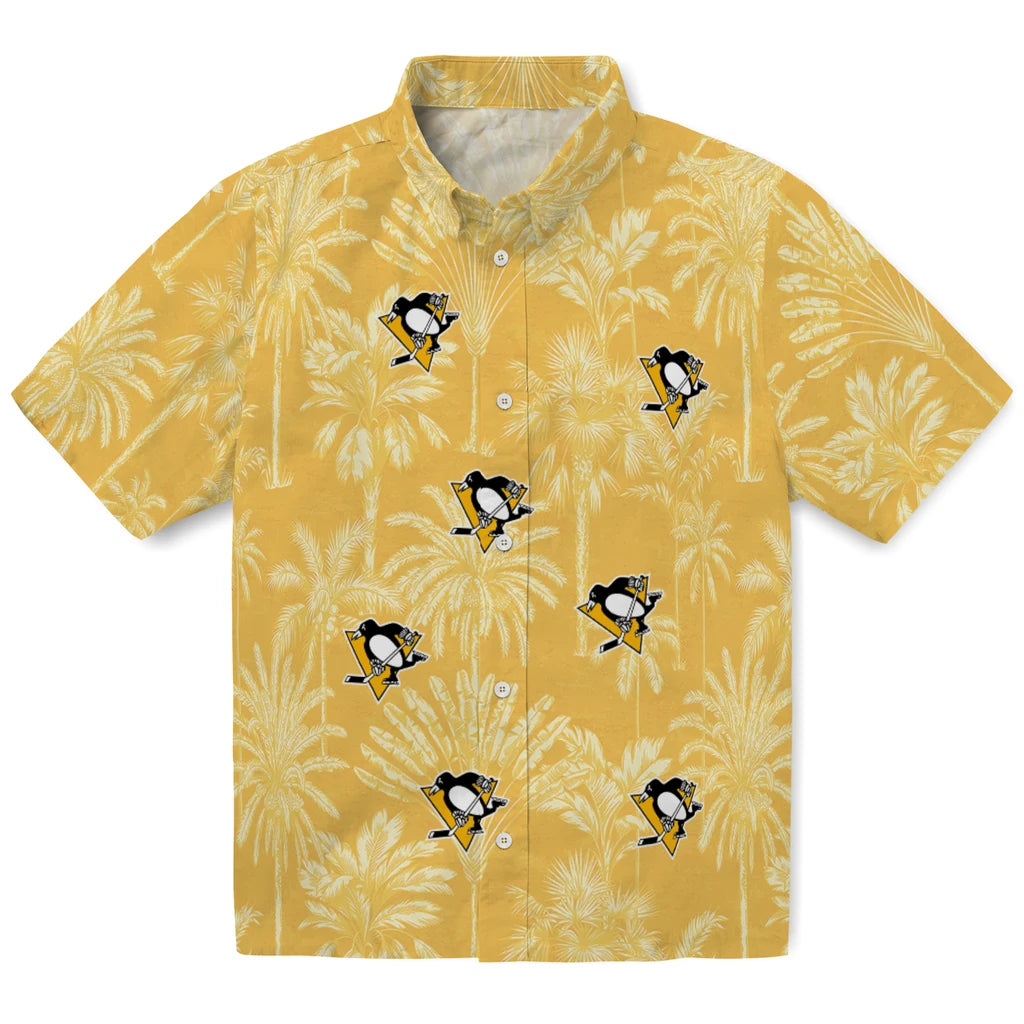 Pittsburgh Penguins Hawaiian Shirt - Vintage Palm Tree | Moonbestprint