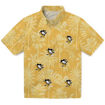 Pittsburgh Penguins Hawaiian Shirt - Vintage Palm Tree | Moonbestprint