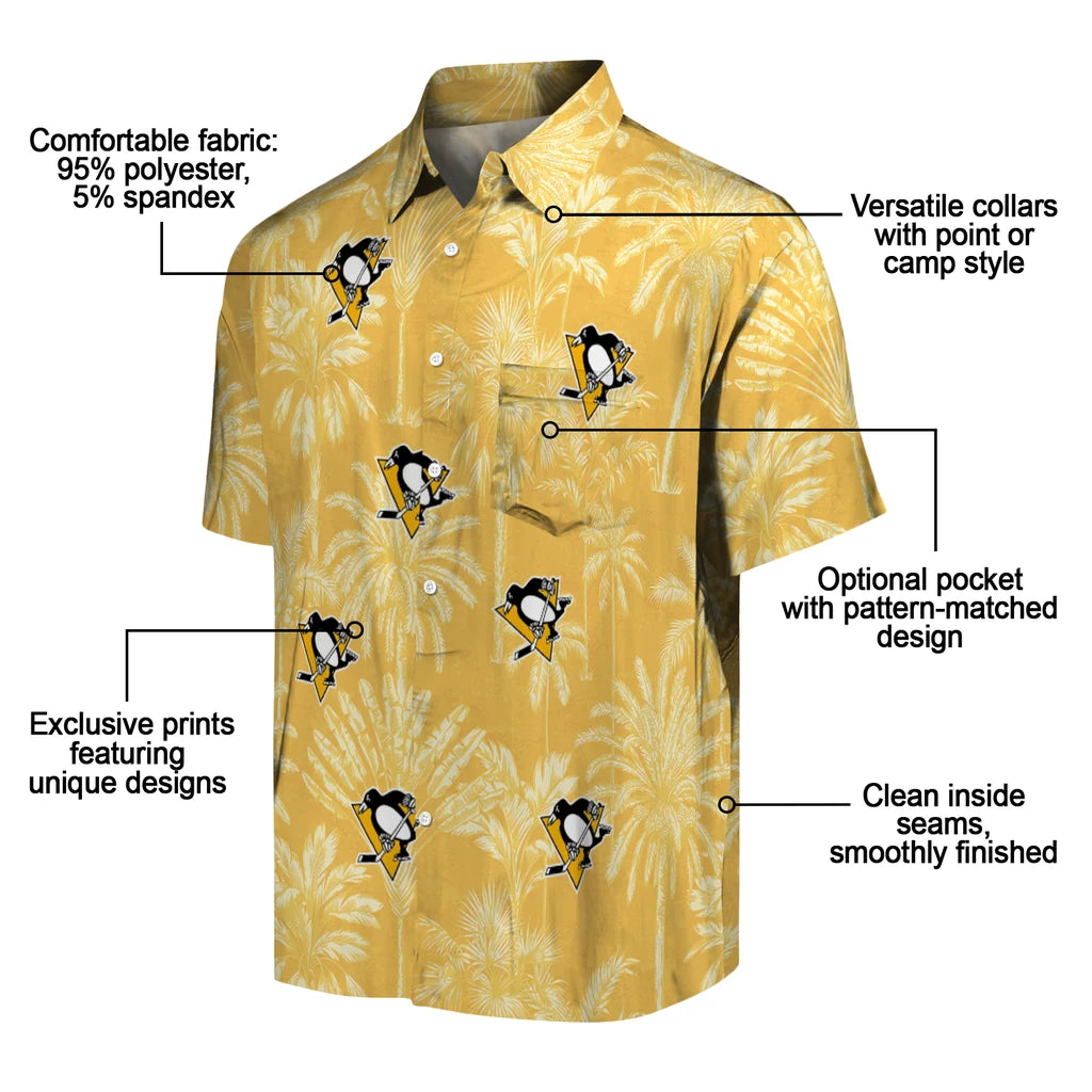 Pittsburgh Penguins Hawaiian Shirt - Vintage Palm Tree | Moonbestprint