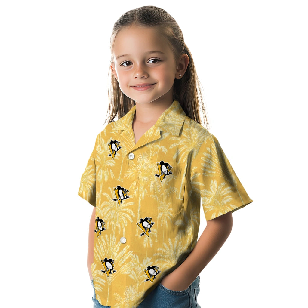Pittsburgh Penguins Hawaiian Shirt - Vintage Palm Tree | Moonbestprint