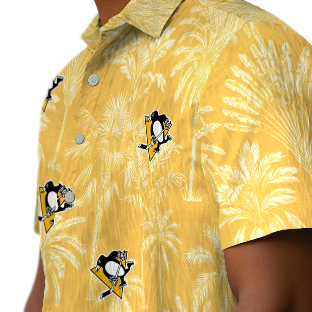Pittsburgh Penguins Hawaiian Shirt - Vintage Palm Tree | Moonbestprint