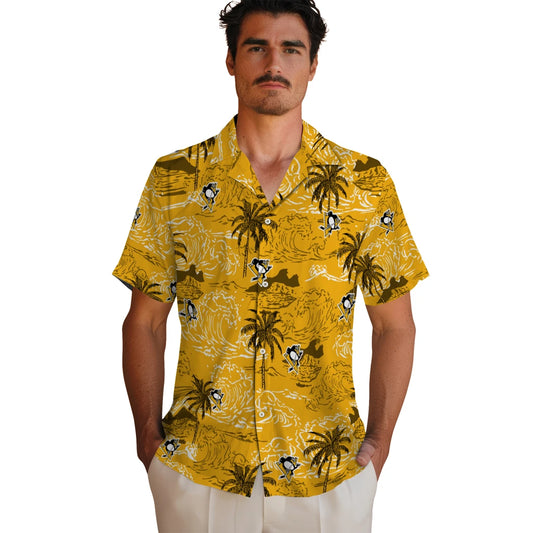 Pittsburgh Penguins Hawaiian Shirt - Wave Palm | Moonbestprint
