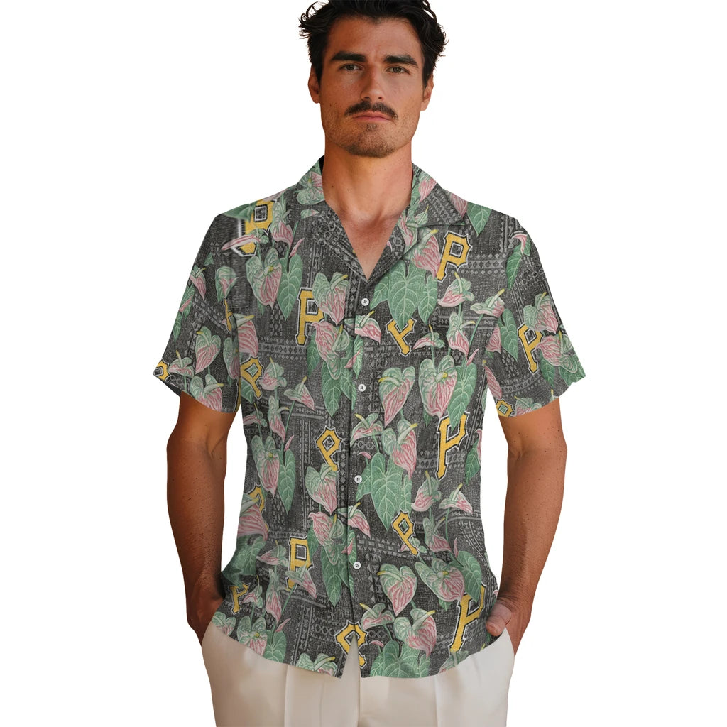 Pittsburgh Pirates Hawaiian Shirt - Anthurium Overlay | Moonbestprint