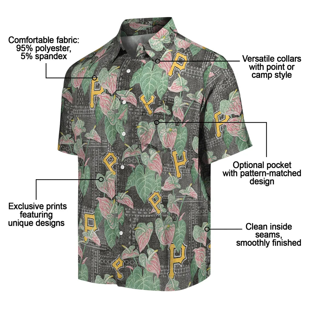 Pittsburgh Pirates Hawaiian Shirt - Anthurium Overlay | Moonbestprint