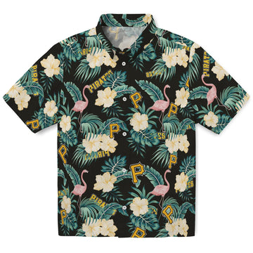 Pittsburgh Pirates Hawaiian Shirt - Flamingo and Hibiscus | Moonbestprint