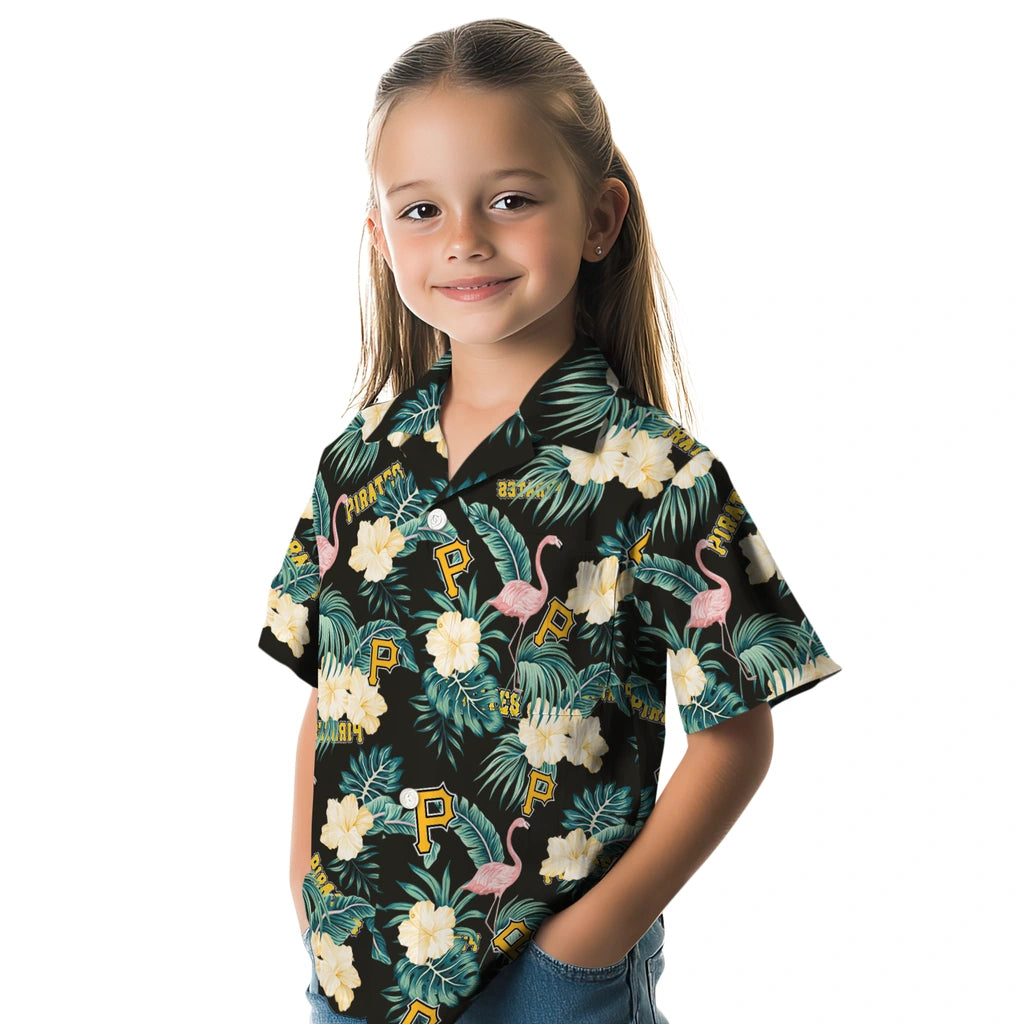 Pittsburgh Pirates Hawaiian Shirt - Flamingo and Hibiscus | Moonbestprint