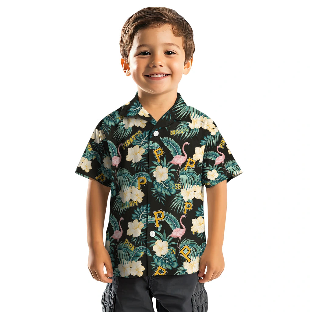 Pittsburgh Pirates Hawaiian Shirt - Flamingo and Hibiscus | Moonbestprint
