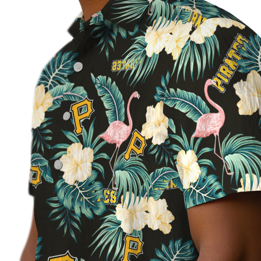 Pittsburgh Pirates Hawaiian Shirt - Flamingo and Hibiscus | Moonbestprint