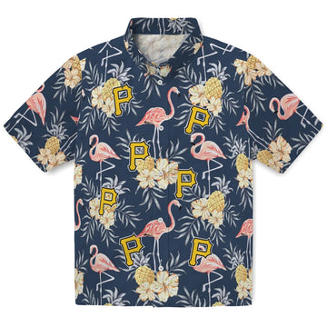 Pittsburgh Pirates Hawaiian Shirt - Flamingo Hibiscus | Moonbestprint