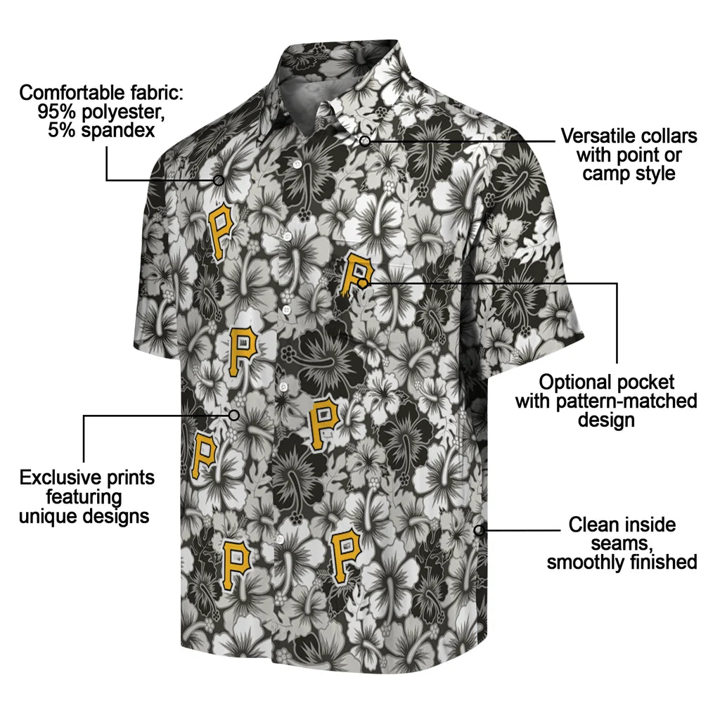 Pittsburgh Pirates Hawaiian Shirt - Hibiscus Blooms | Moonbestprint