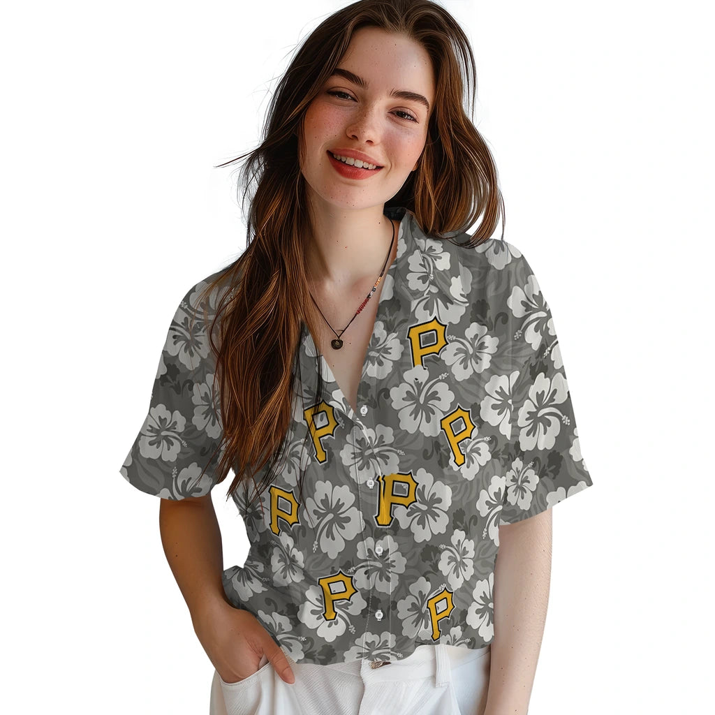 Pittsburgh Pirates Hawaiian Shirt - Hibiscus Cluster | Moonbestprint