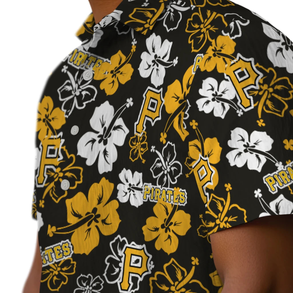 Pittsburgh Pirates Hawaiian Shirt - Hibiscus Flower Design | Moonbestprint