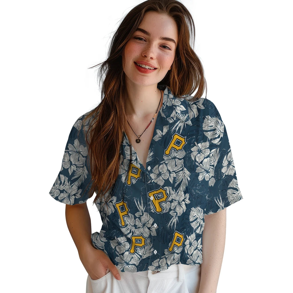 Pittsburgh Pirates Hawaiian Shirt - Hibiscus Flowers | Moonbestprint
