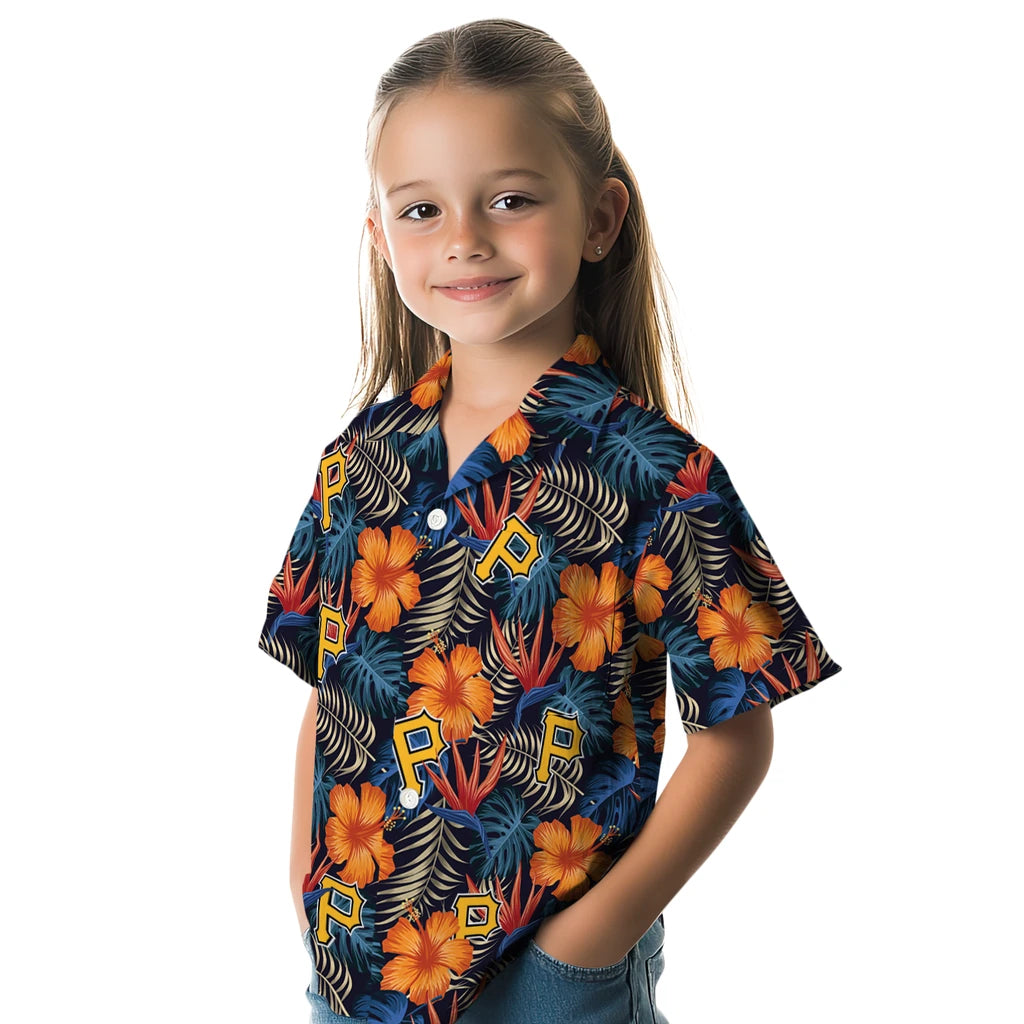 Pittsburgh Pirates Hawaiian Shirt - Hibiscus Foliage | Moonbestprint